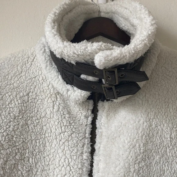 UNREAL FUR Symbiosis Aviator Jacket Faux Leather / Sherpa Fur Size S - Picture 8 of 16